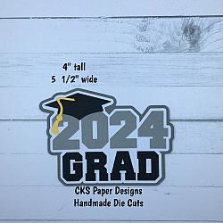 Handmade Paper Die Cut 2024 GRAD TITLE Scrapbook Page Embellishment-