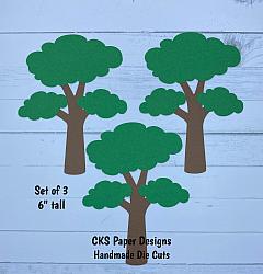 Handmade Paper Die Cut TREES Set of 3 Scrapbook Page Embellishment-trees park scenery 