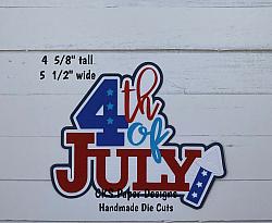 Handmade Paper Die Cut 4th OF JULY Title Scrapbook Page Embellishment-