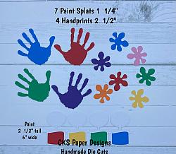 Handmade Paper Die Cut ART PAINTING SET Handprints & Paint Scrapbook Page Embellishment-