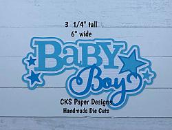 Handmade Paper Die Cut BABY BOY TITLE Scrapbook Page Embellishment-baby boy newborn
