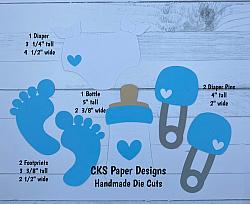 Handmade Paper Die Cut BABY BOY SET Scrapbook Page Embellishment-