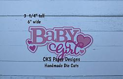 Handmade Paper Die Cut BABY GIRL Title Scrapbook Page Embellishment-