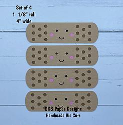 Handmade Paper Die Cut BAND AIDS Set of 4 Scrapbook Page Embellishment-