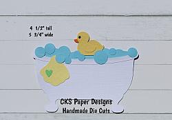 Handmade Paper Die Cut BATH TUB Scrapbook Page Embellishment-