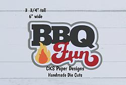 Handmade Paper Die Cut BBQ FUN TITLE Scrapbook Page Embellishment-