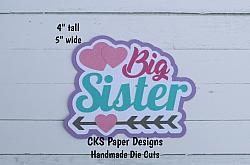 Handmade Paper Die Cut BIG SISTER Title Scrapbook Page Embellishment-