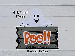 Handmade Paper Die Cut BOO GHOST Title Scrapbook Page Embellishment-