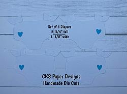 Handmade Paper Die Cut BABY BOY DIAPERS Set of 4 Scrapbook Page Embellishment-