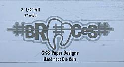 Handmade Paper Die Cut BRACES Title (GRAY) Scrapbook Page Embellishment-