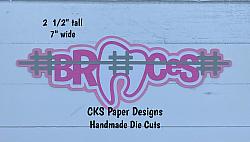 Handmade Paper Die Cut BRACES Title (PINK) Scrapbook Page Embellishment-