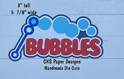 Handmade Paper Die Cut BUBBLES TITLE (RED/BLUE) Scrapbook Page Embellishment-