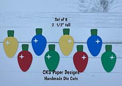 Handmade Paper Die Cut CHRISTMAS TREE LIGHT BULBS (MULTI-COLOR) Scrapbook Page Embellishment-