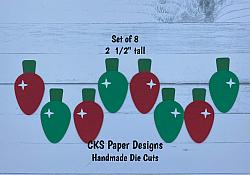 Handmade Paper Die Cut CHRISTMAS TREE LIGHT BULBS (RED-GREEN) Scrapbook Page Embellishment-