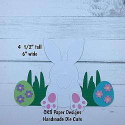 Handmade Paper Die Cut EASTER BUNNY IN GRASS Scrapbook Page Embellishment-easter bunny egg hunt easter eggs easter basket