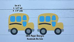 Handmade Paper Die Cut SCHOOL BUS SET OF 2 SMALL Buses Scrapbook Page Embellishment-