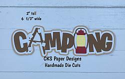 Handmade Paper Die Cut CAMPING Title  Scrapbook Page Embellishment-