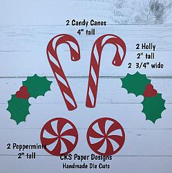 Handmade Paper Die Cut Christmas CANDY CANES & PEPPERMINTS Scrapbook Page Embellishment-