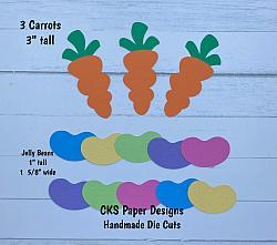 Handmade Paper Die Cut EASTER SET Bunny Carrots & Jelly Beans Scrapbook Page Embellishment-