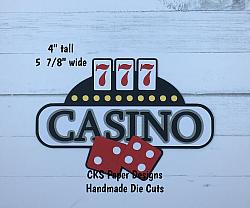 Handmade Paper Die Cut CASINO TITLE Scrapbook Page Embellishment-casino slot machine gambling cards craps poker win