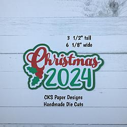 Handmade Paper Die Cut CHRISTMAS 2024 Title Scrapbook Page Embellishment-christmas year title 2024 family tradition tree lights