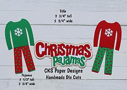 Handmade Paper Die Cut CHRISTMAS PAJAMAS Title & PJ's Scrapbook Page Embellishment-