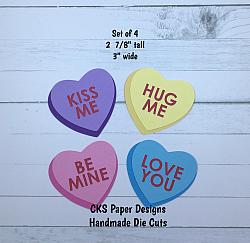 Handmade Paper Die Cut VALENTINE CONVERSATION HEARTS Scrapbook Page Embellishment-valentines day valentine candy love heart