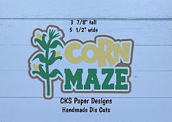 Handmade Paper Die Cut CORN MAZE Title Scrapbook Page Embellishment-