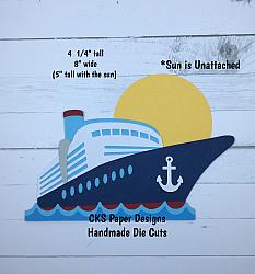 Handmade Paper Die Cut CRUISE SHIP MK Scrapbook Page Embellishment-cruise ship port of call ocean vacation spring break island