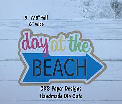Handmade Paper Die Cut DAY AT THE BEACH Title Scrapbook Page Embellishment-