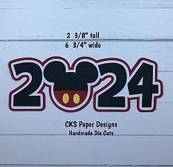 Handmade Paper Die Cut DISNEY YEAR 2024 Title Scrapbook Page Embellishment-