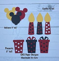 Handmade Paper Die Cut MICKEY BIRTHDAY SET Disney Scrapbook Page Embellishment-