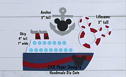 Handmade Paper Die Cut Disney Cruise Ship Scrapbook Page Embellishment-