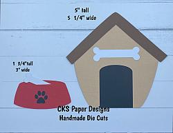 Handmade Paper Die Cut DOG HOUSE Scrapbook Page Embellishment-