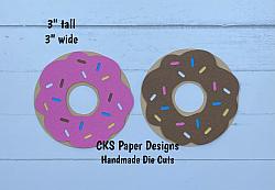 Handmade Paper Die Cut DONUTS Set of 2 Scrapbook Page Embellishment-