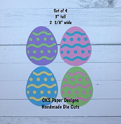 Handmade Paper Die Cut EASTER EGGS Set of 4 Scrapbook Page Embellishment-easter eggs egg hunt bunny chick coloring