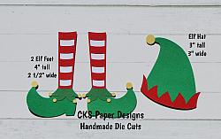 Handmade Paper Die Cut ELF LEGS/SHOES & Hat Scrapbook Page Embellishment-