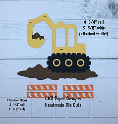 Handmade Paper Die Cut EXCAVATOR Scrapbook Page Embellishment-digging dump truck excavator dirt boy toys