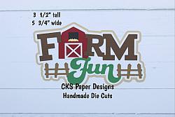 Handmade Paper Die Cut FARM FUN Title  Scrapbook Page Embellishment-