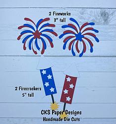 Handmade Paper Die Cut Fireworks & Firecrackers Scrapbook Page Embellishment-