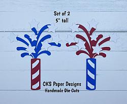 Handmade Paper Die Cut FIRECRACKERS SET OF 2 Scrapbook Page Embellishment-