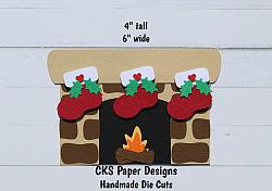 Handmade Paper Die Cut CHRISTMAS FIREPLACE Scrapbook Page Embellishment-