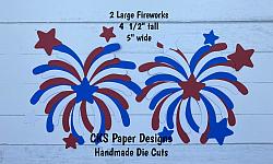 Handmade Paper Die Cut FIREWORKS LARGE Set of 2 Scrapbook Page Embellishment-