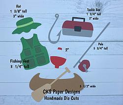 Handmade Paper Die Cut FISHING (Style 2) Scrapbook Page Embellishment-