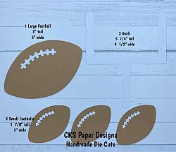 Handmade Paper Die Cut FOOTBALL SET Goal & 4 Footballs Scrapbook Page Embellishment-