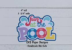 Handmade Paper Die Cut FUN At The POOL Title Scrapbook Page Embellishment-