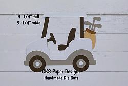 Handmade Paper Die Cut GOLF CART Scrapbook Page Embellishment-