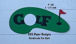 Handmade Paper Die Cut GOLF TITLE  Scrapbook Page Embellishment-