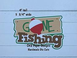 Handmade Paper Die Cut GONE FISHING TITLE (Style 1) Scrapbook Page Embellishment-fishing title