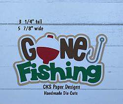 Handmade Paper Die Cut GONE FISHING Title (Style 2) Scrapbook Page Embellishment-